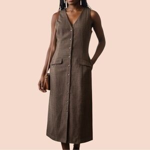 Vtg Worthington Sz 12P Brown‎ Button Down Dress